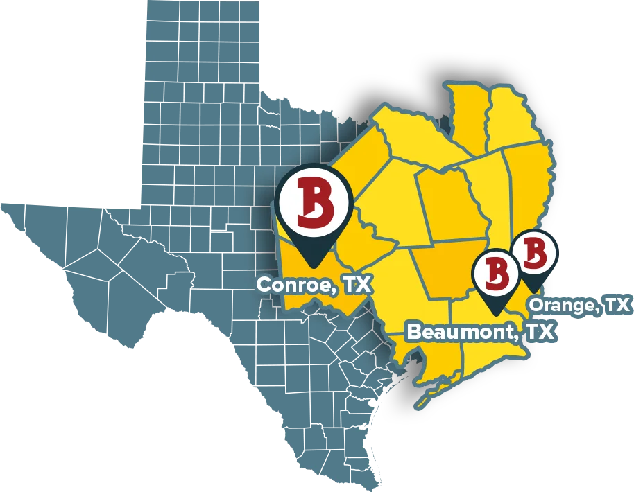 Bill Clark Pest Control Beaumont, Texas Service Area Map